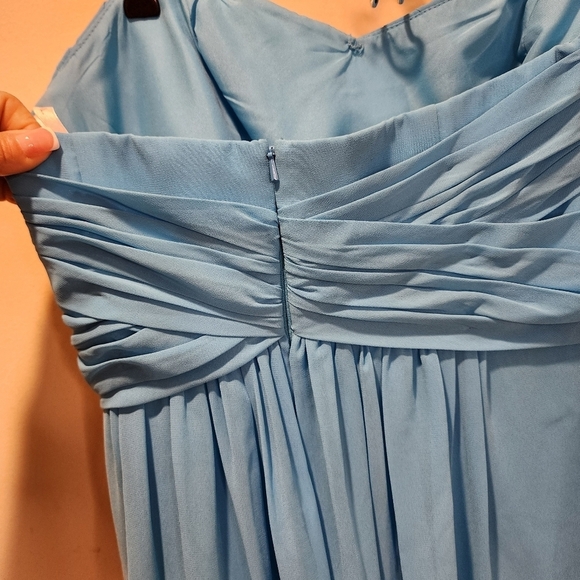 David's BRIDAL Blue Malibu Bridemaid Strapples Floor Length Wedding dress 12 - Picture 9 of 13